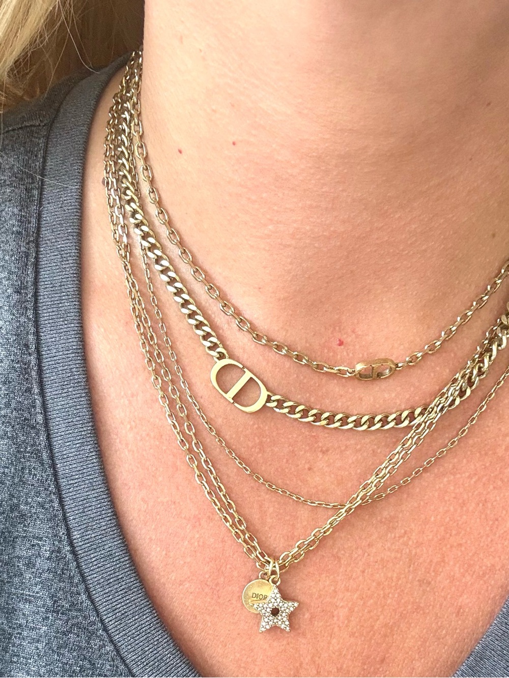 Dior Layered Gold-Tone Charm Necklace with Star and CD accents - Picture 7 of 8